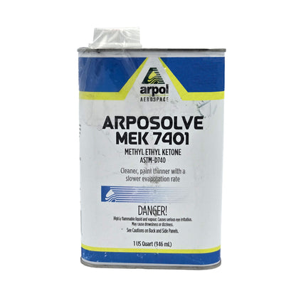 MEK 7401 Methyl Ethyl Ketone 1 Quart – Front View with Label and Branding