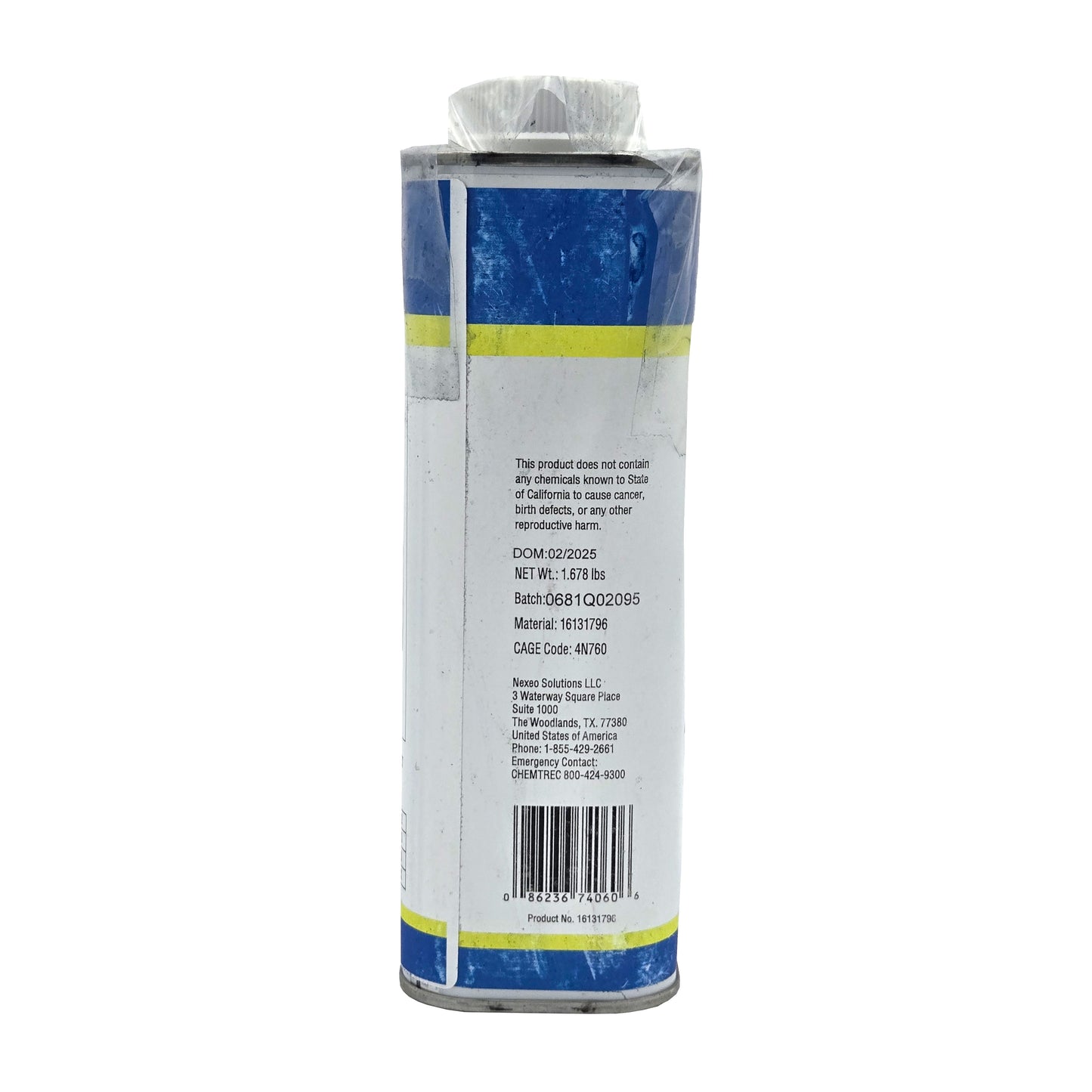 MEK 7401 Methyl Ethyl Ketone 1 Quart – Side View of Metal Canister