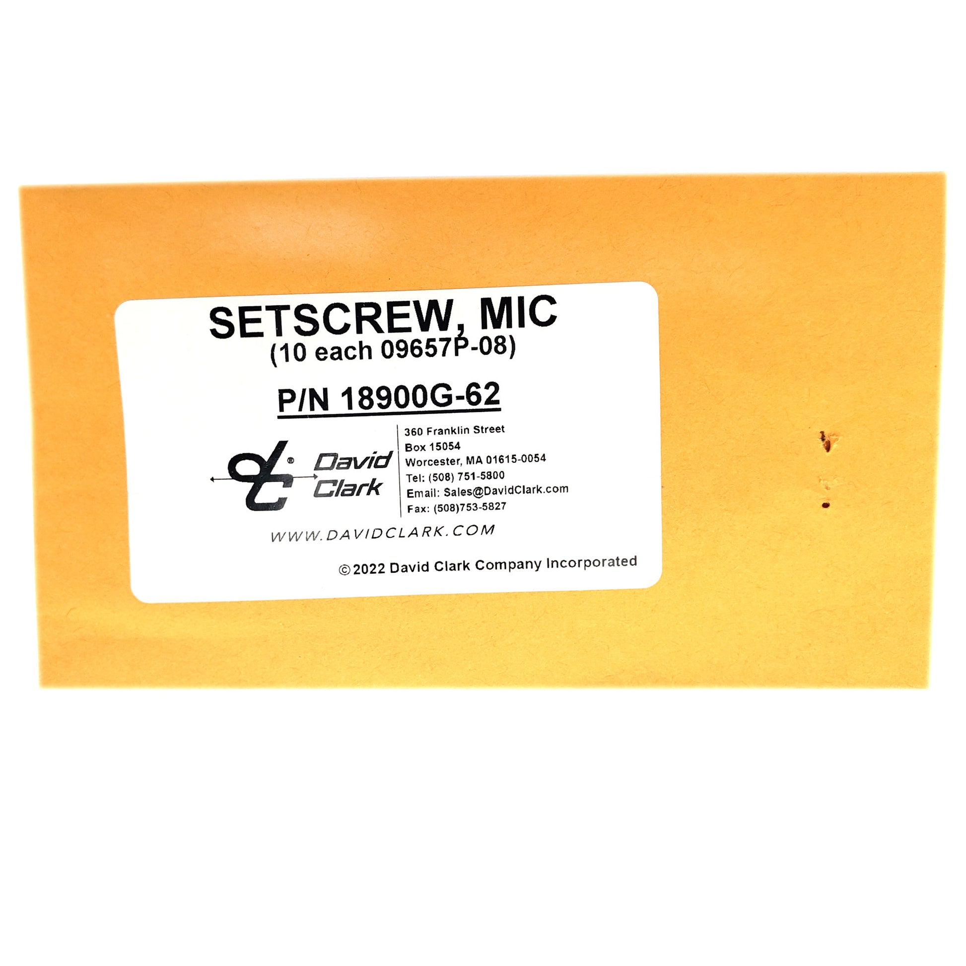 David Clark - Mic Set Screw, 10 /pack, 09657P-08, Envelope