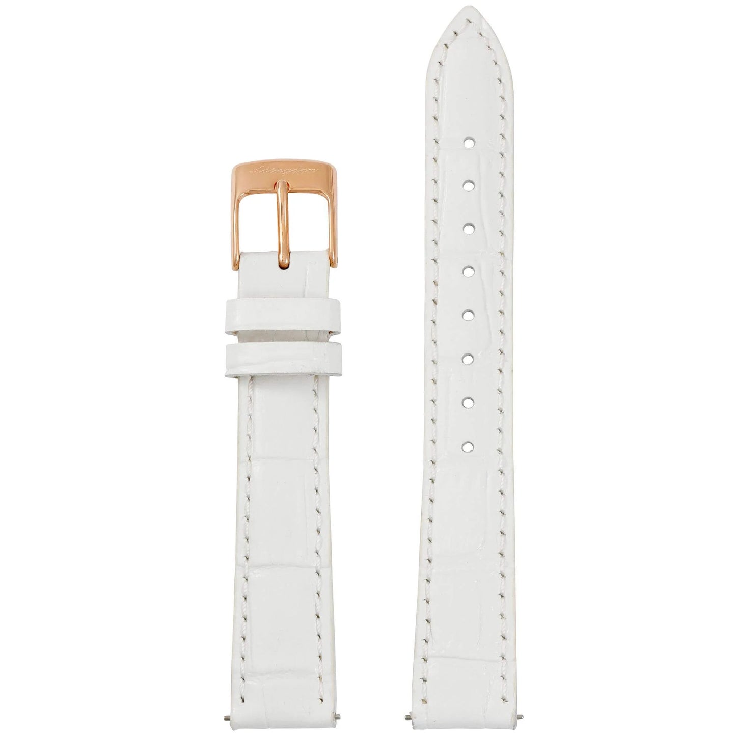 Abingdon 16mm White Croco-Embossed Leather Watch Strap with Rose Gold Buckle for Pilot Watches
