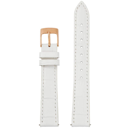 Abingdon 16mm White Croco-Embossed Leather Watch Strap with Rose Gold Buckle for Pilot Watches