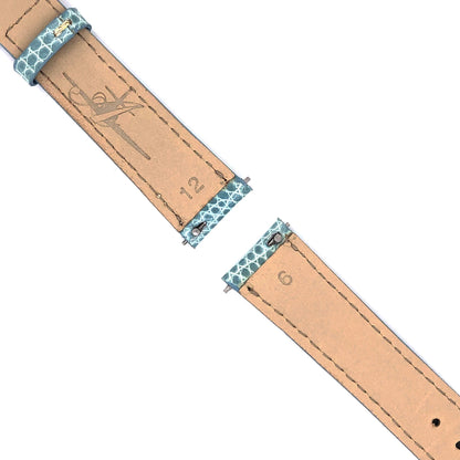 Quick-Release Spring Pin Detail on Abingdon 16mm Blue Lizard Leather Strap