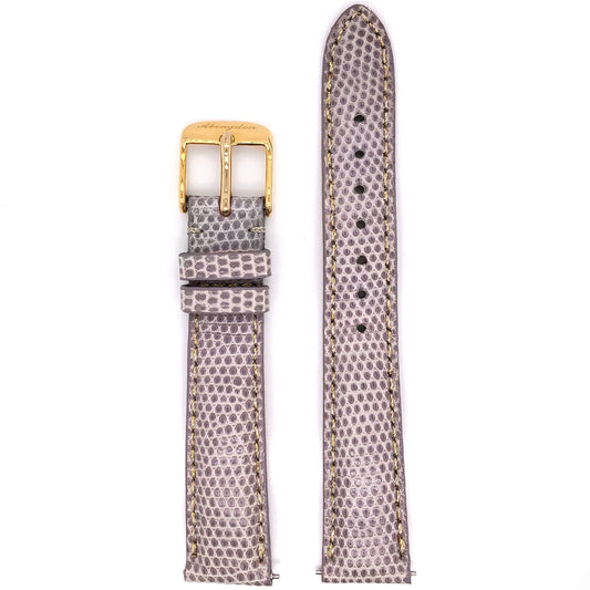 Abingdon 16mm Lizard Leather Watch Strap in Lilac with Gold Buckle and Textured Finish