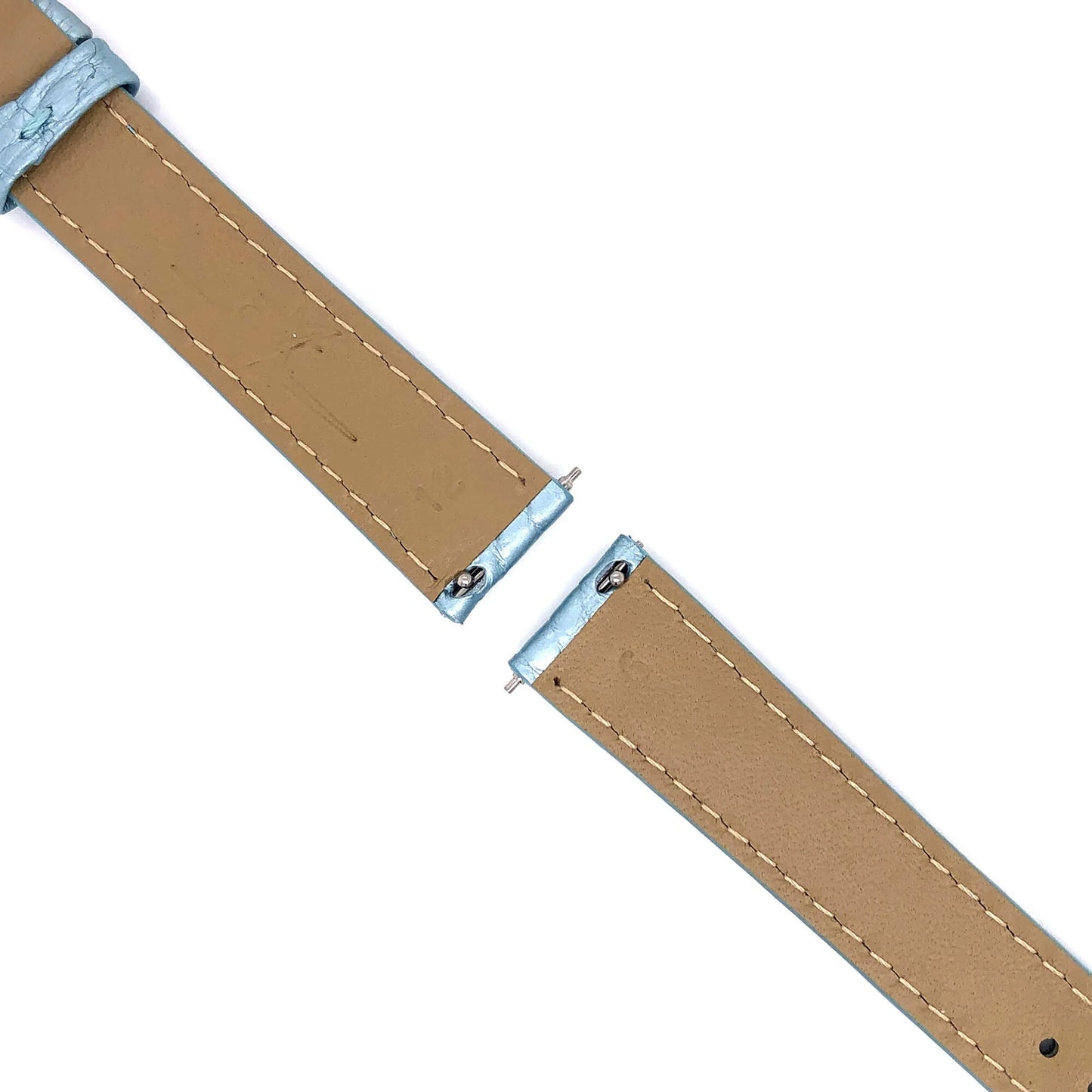 Close-Up of Quick Release Pins on Abingdon 16mm Blue Alligator Watch Strap for Fast Installation