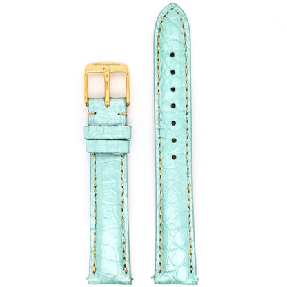 Abingdon 16mm Genuine Green Alligator Watch Band with Gold Buckle – Front View