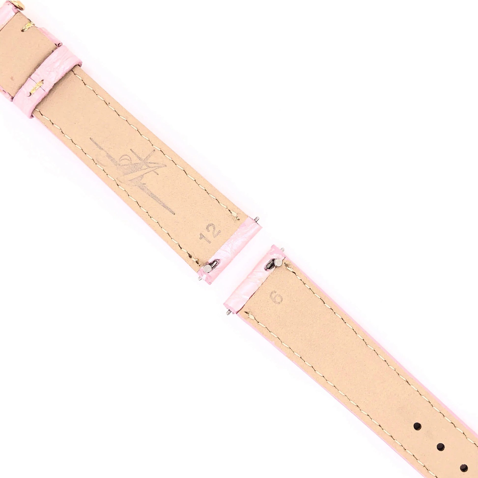 Close-Up of Quick Release Pins on Abingdon 16mm Pink Alligator Watch Strap for Easy Swap