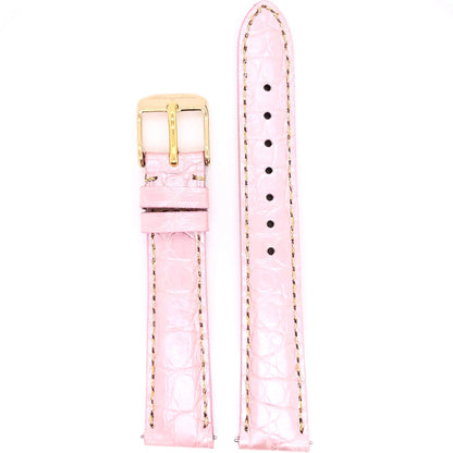 Abingdon 16mm Genuine Alligator Pink Watch Band with Gold Buckle – Front View