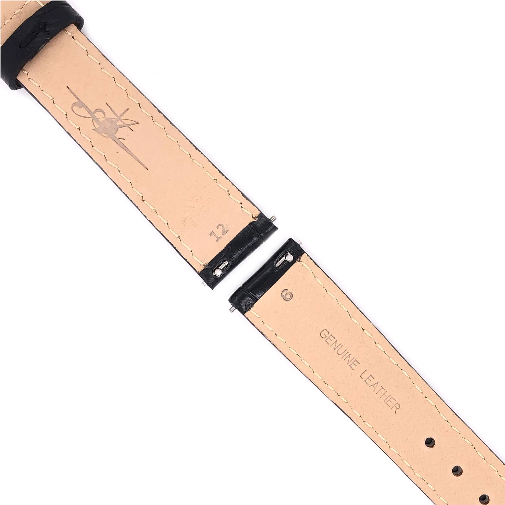 Detail of Abingdon Black Leather Watch Band Showing EZ-Release Spring Pins