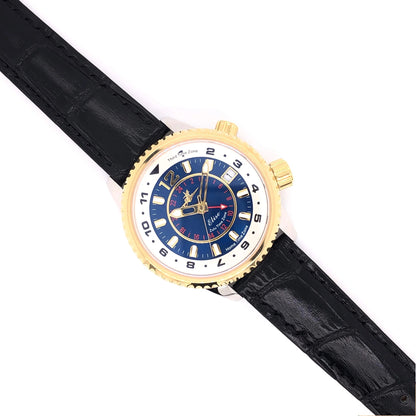 Elise Watch with Black Croco-Embossed Leather Strap and Gold-Tone Bezel