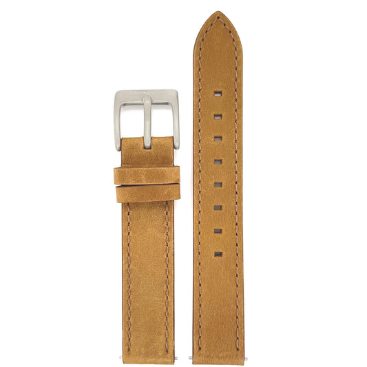 Abingdon 16mm Toffee Leather Watch Band with Silver Buckle and Quick Release Pins