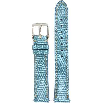 Abingdon 16mm Lizard Leather Watch Band in Blue with Silver Buckle