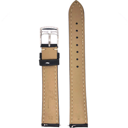 Back View of Brown Abingdon 16mm Oil-Tan Leather Watch Band with Quick-Release Pins and Contrast Stitch