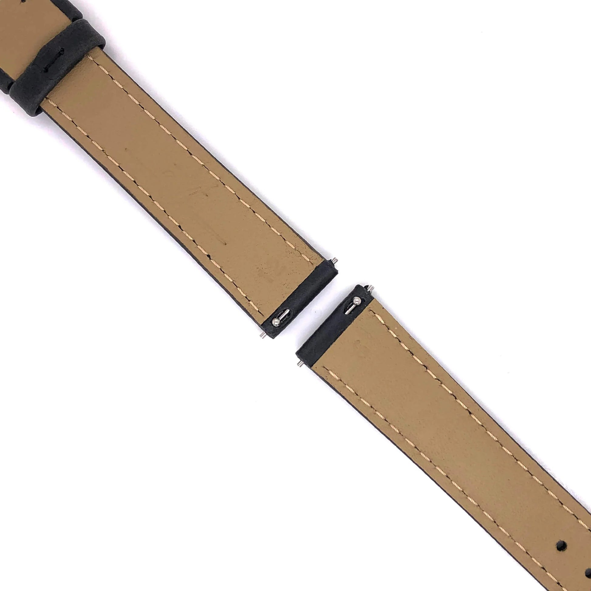 Abingdon 16mm Oil-Tan Leather Matching Stitch Watch Band – Black – Quick Release Close-Up