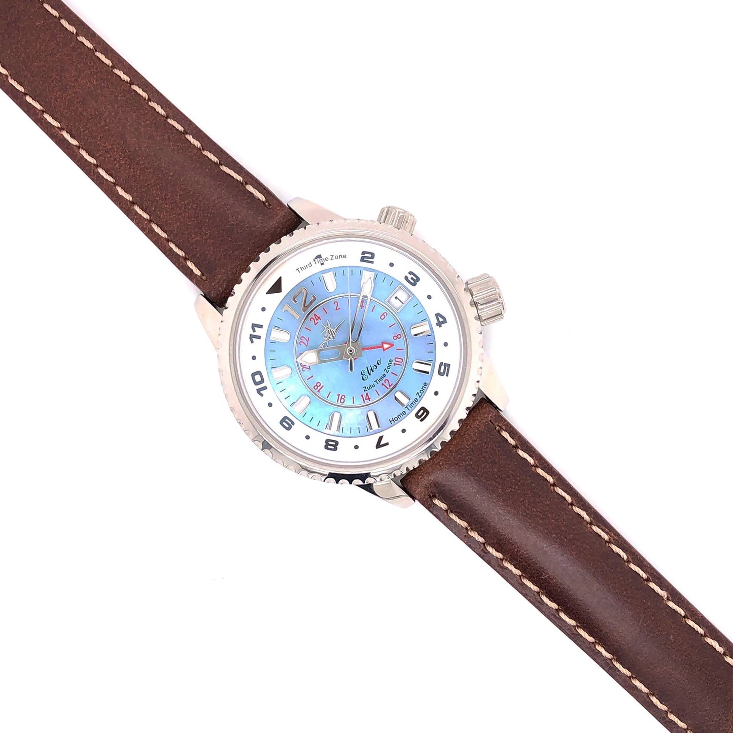 Abingdon Elise Watch with Brown Oil-Tan Leather Band Featuring Contrast Stitch – 16mm Width