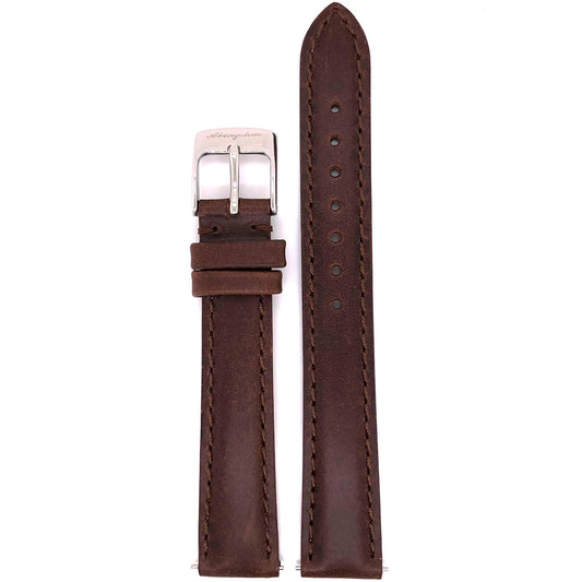 Abingdon 16mm Oil-Tan Leather  Matching Stitch Watch Band – Brown – Front View