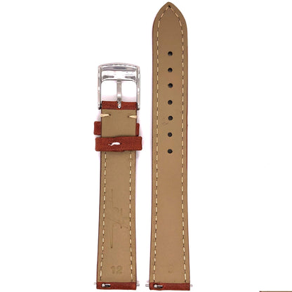Backside of Abingdon 16mm Oil-Tan Leather Watch Band with Quick-Release Pins and Contrast Stitching – Chestnut Strap