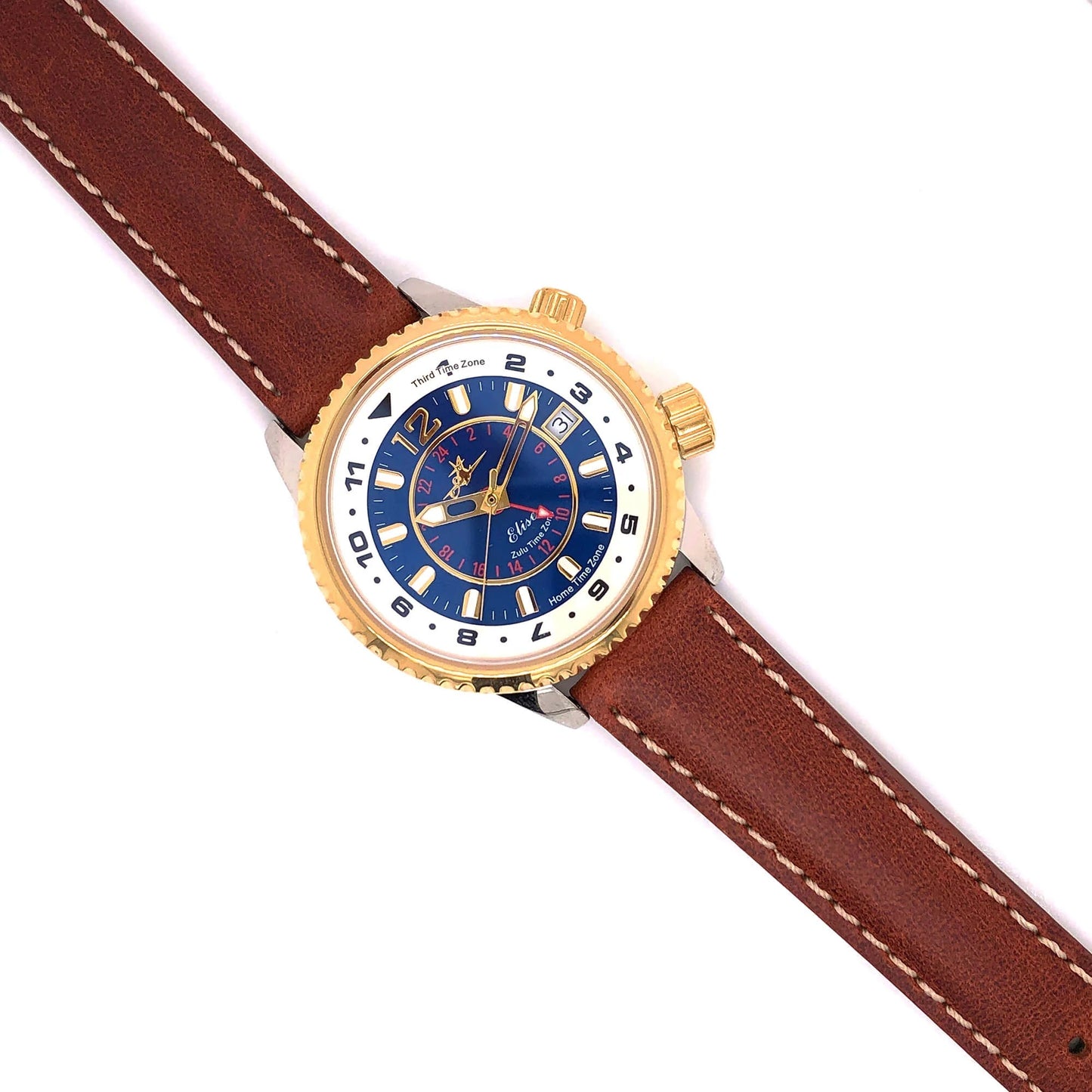 Abingdon Elise Watch with Chestnut Oil-Tan Leather Strap Featuring Contrast Stitching – 16mm Band View