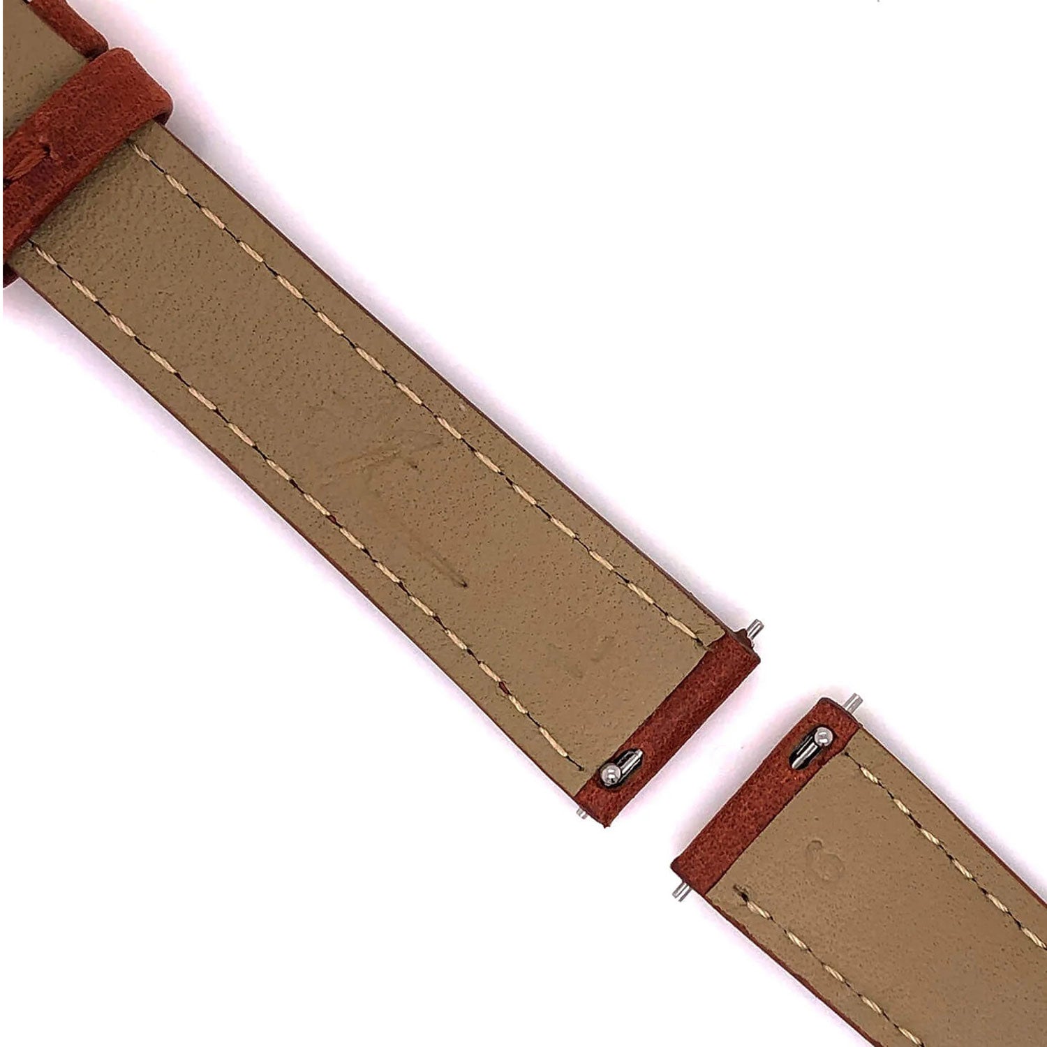 Abingdon 16mm Oil-Tan Leather Matching Stitch Watch Band – Chestnut – Quick Release Spring Bar Close-Up