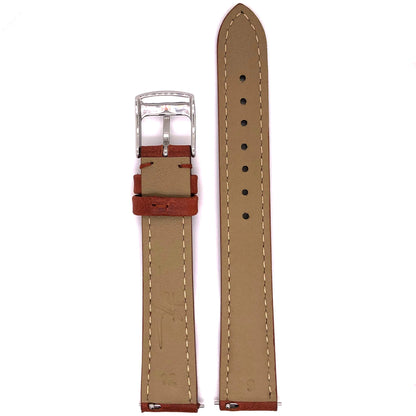Abingdon 16mm Oil-Tan Leather Matching Stitch Watch Band – Chestnut – Underside View