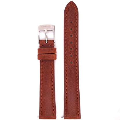 Abingdon 16mm Oil-Tan Leather Matching Stitch Watch Band – Chestnut – Front View
