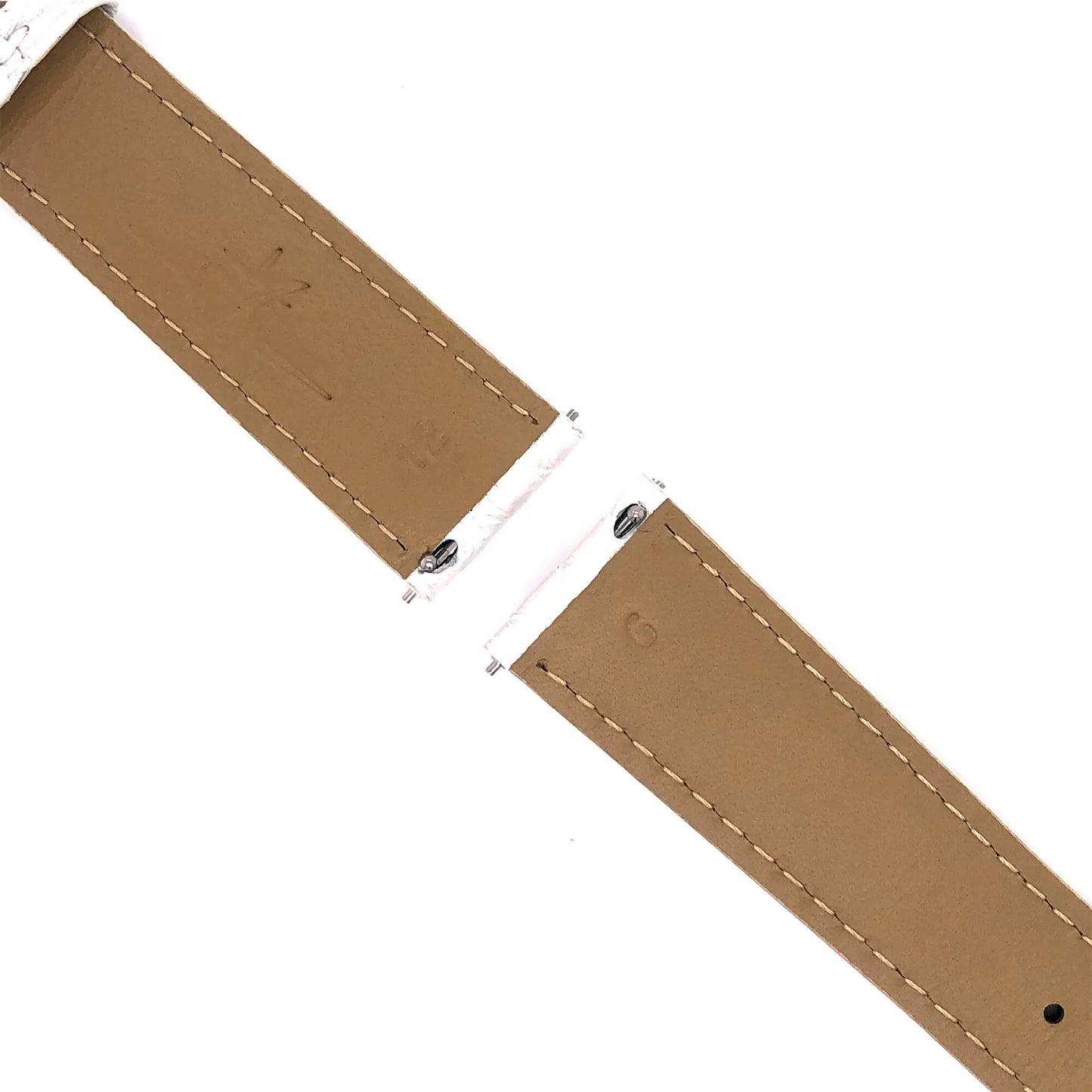 Close-Up of Abingdon 20mm White Alligator Leather Strap with Quick-Release Spring Bar Mechanism