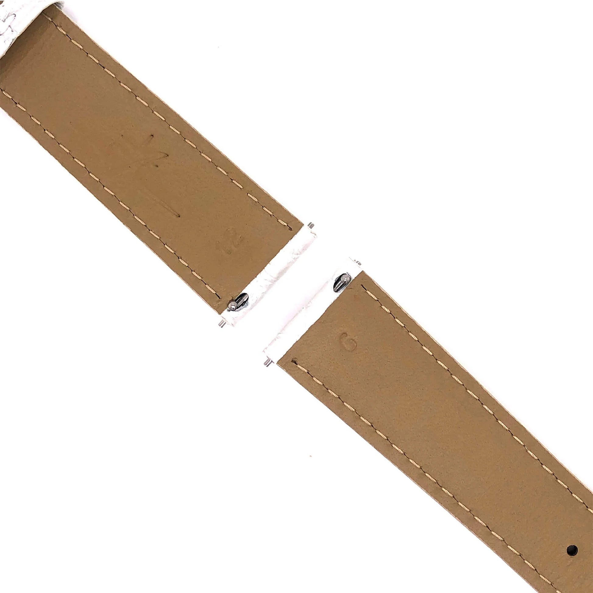 Close-Up of Abingdon 20mm White Alligator Leather Strap with Quick-Release Spring Bar Mechanism
