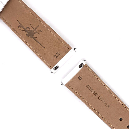 Abingdon 20mm Croco-Embossed Leather Watch Band in White with Quick Release Pins and Etched 6 and 12 Indicators.