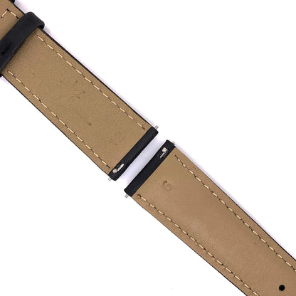 Abingdon 20mm Oil-Tan Leather Watch Band in Black – Detail View of Quick Release Spring Bars for Easy Tool-Free Attachment