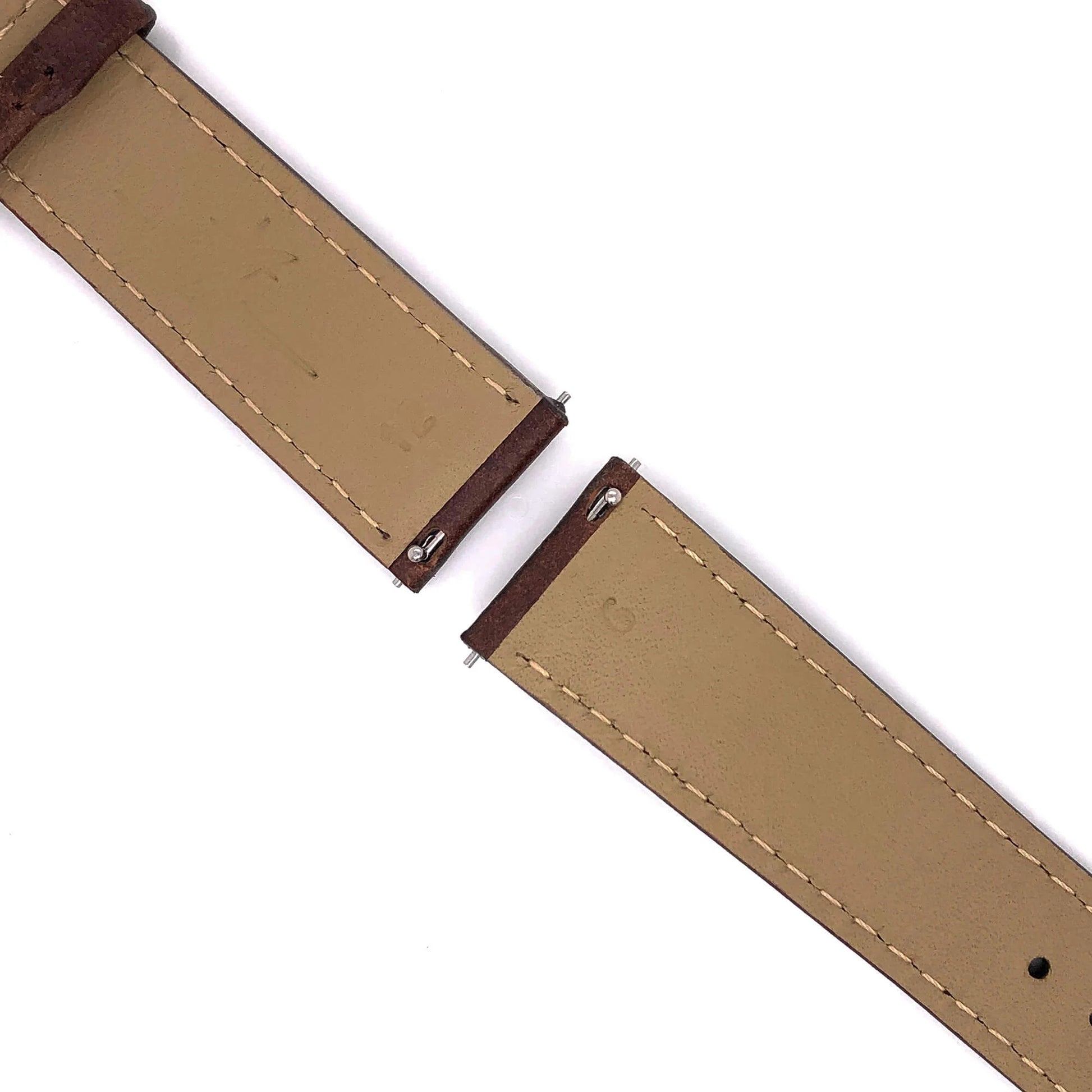 Abingdon 20mm Oil-Tan Leather Watch Band in Brown – Detail View of Quick Release Spring Bars for Easy Tool-Free Attachment
