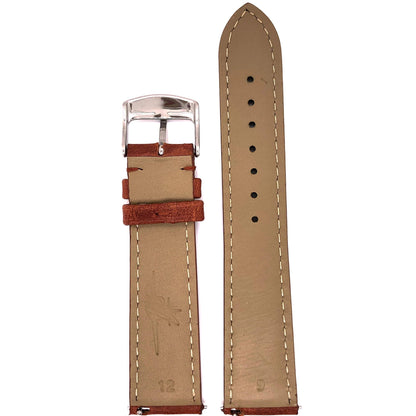 Abingdon 20mm Oil-Tan Leather Watch Band in Chestnut – Back View Showing Genuine Leather and Quick Release Pins