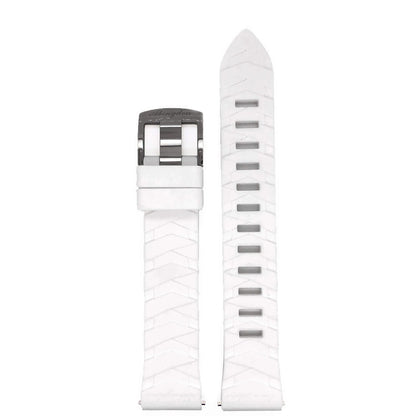 Abingdon 20mm White Silicone Sport Band with Chevron Texture and Titanium Buckle – Flat Lay Front