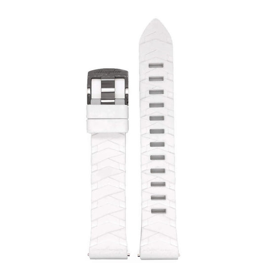 Abingdon 20mm White Silicone Sport Band with Chevron Texture and Titanium Buckle – Flat Lay Front