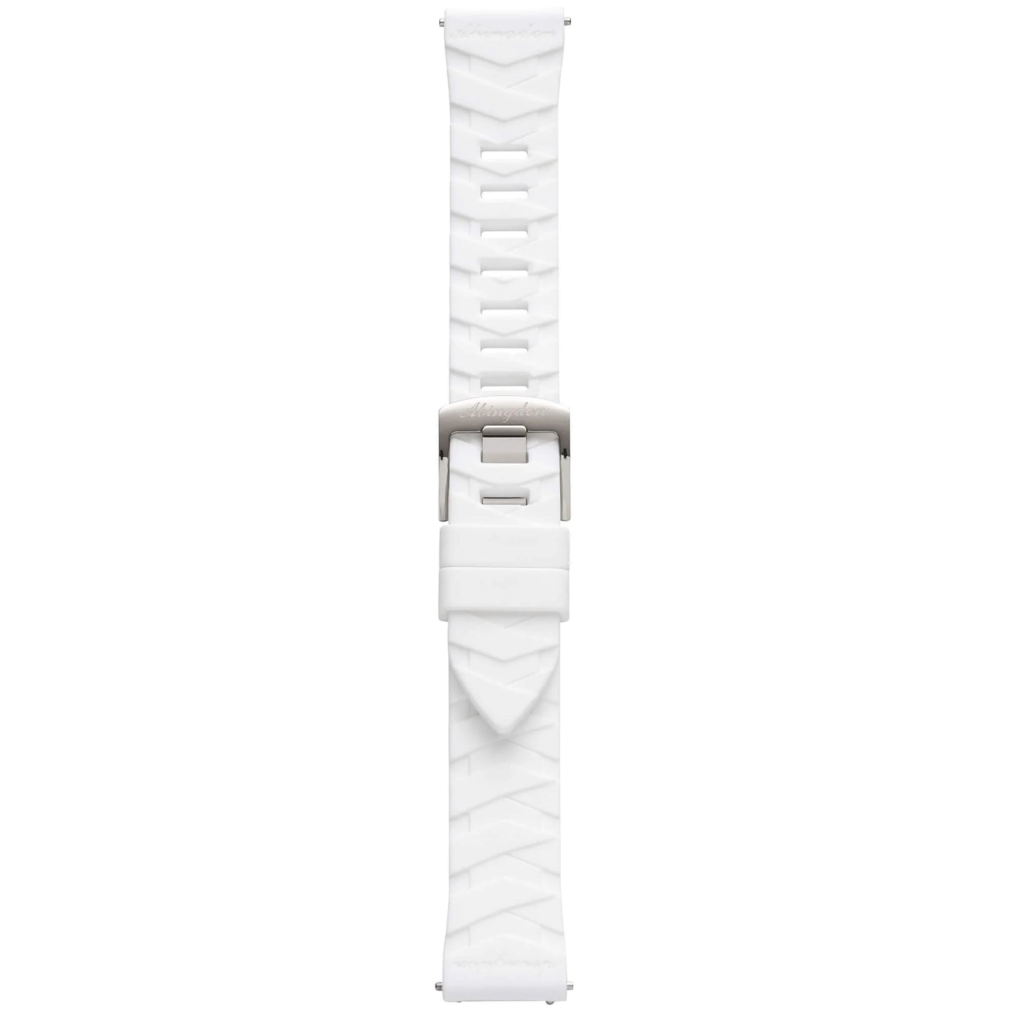 20mm Abingdon Silicone Dive Strap in White with Textured Pattern and Titanium Clasp – Buckle View
