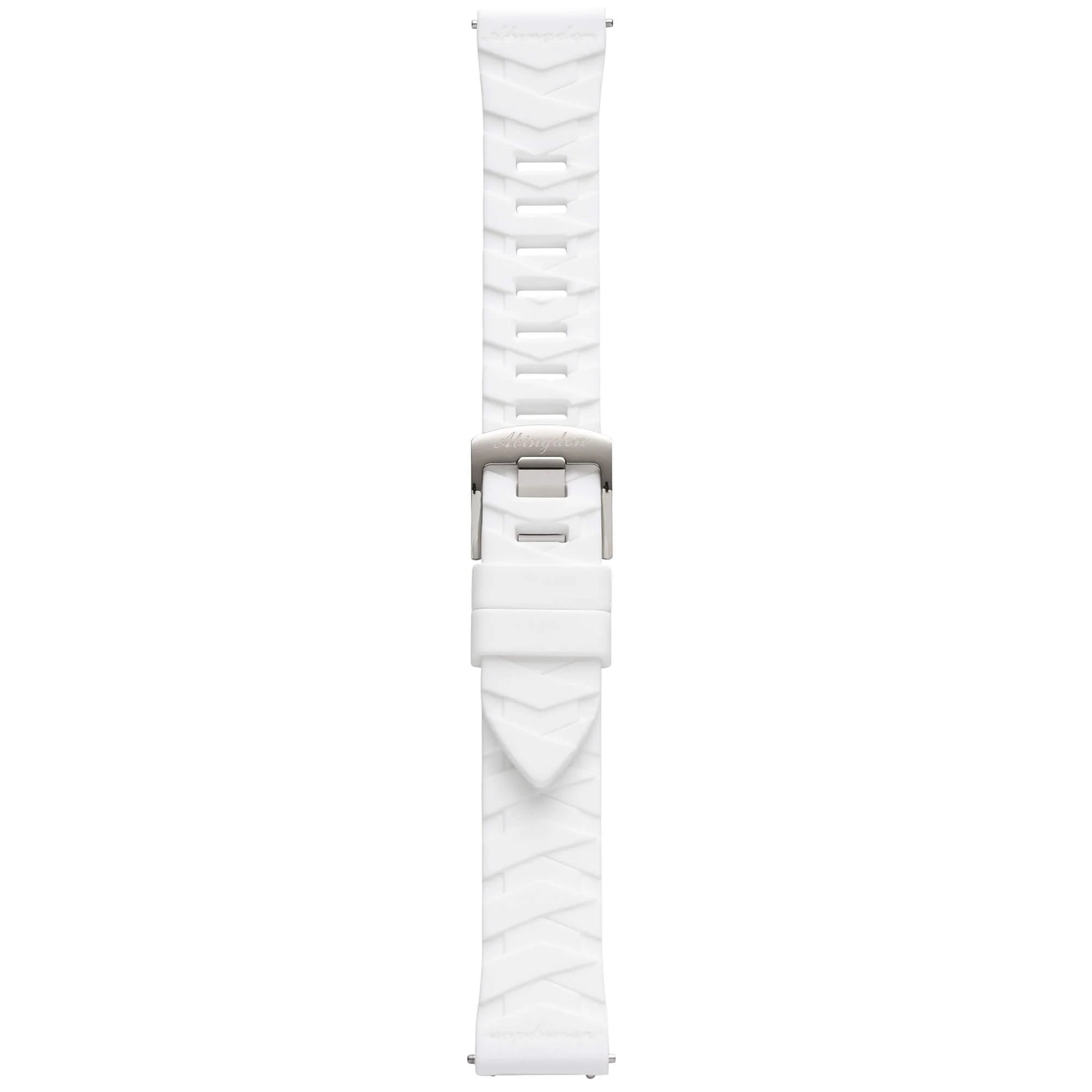 20mm Abingdon Silicone Dive Strap in White with Textured Pattern and Titanium Clasp – Buckle View