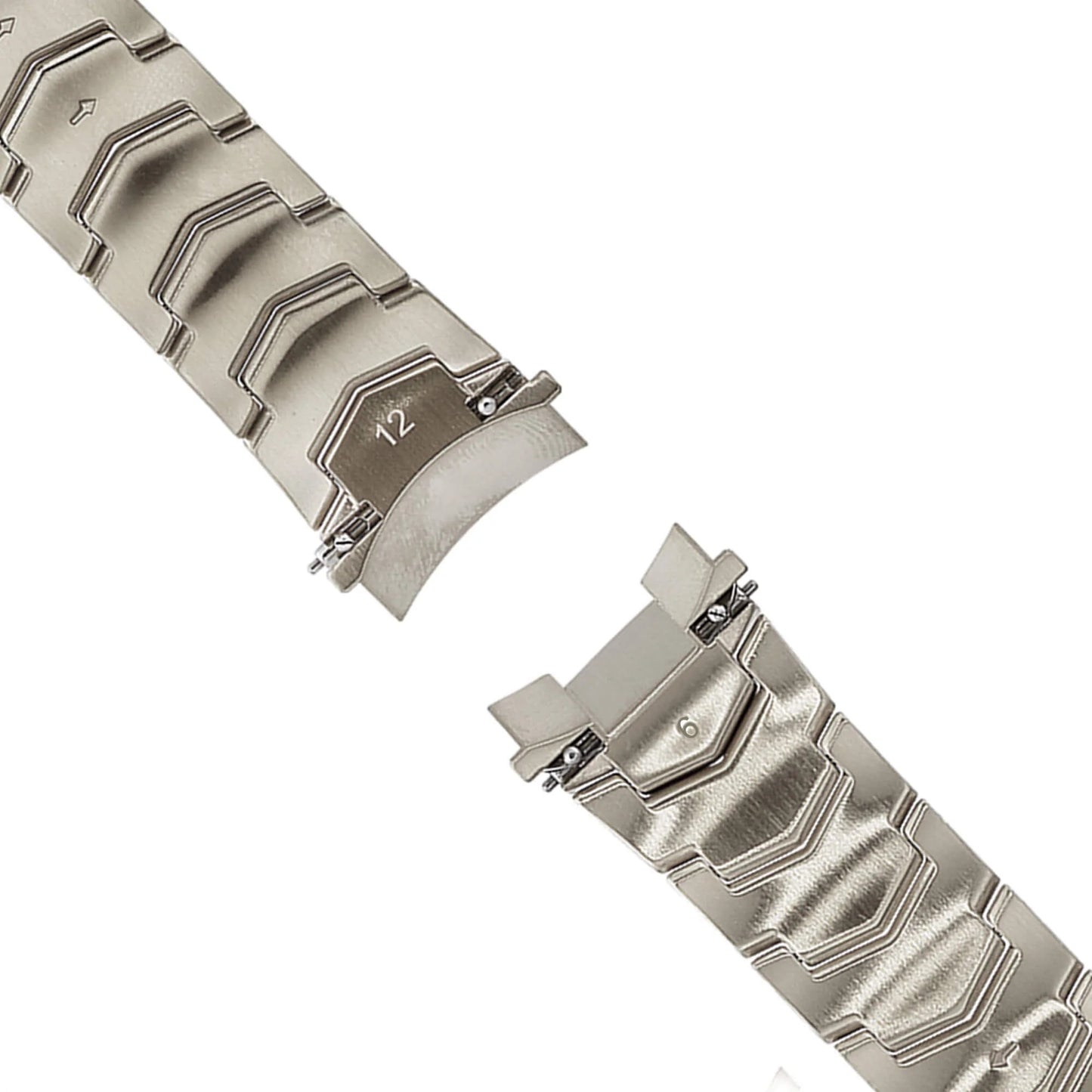 Close-Up of Abingdon 20mm Silver Stainless Steel Watch Band with Quick Release Chevron Links