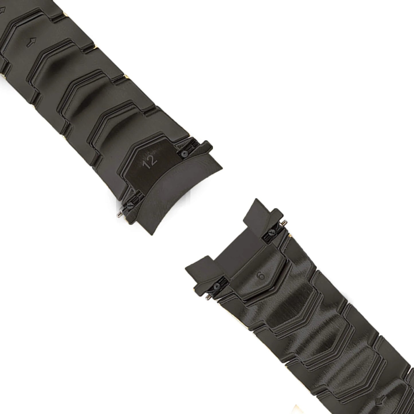 Close-Up of Abingdon 20mm Black Stainless Steel Band with Quick Release Chevron Links