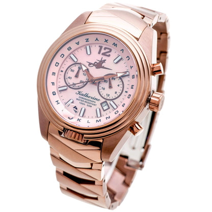 Abingdon Katherine Chronograph Watch with Pink Dial and 20mm Bronze Stainless Steel Band