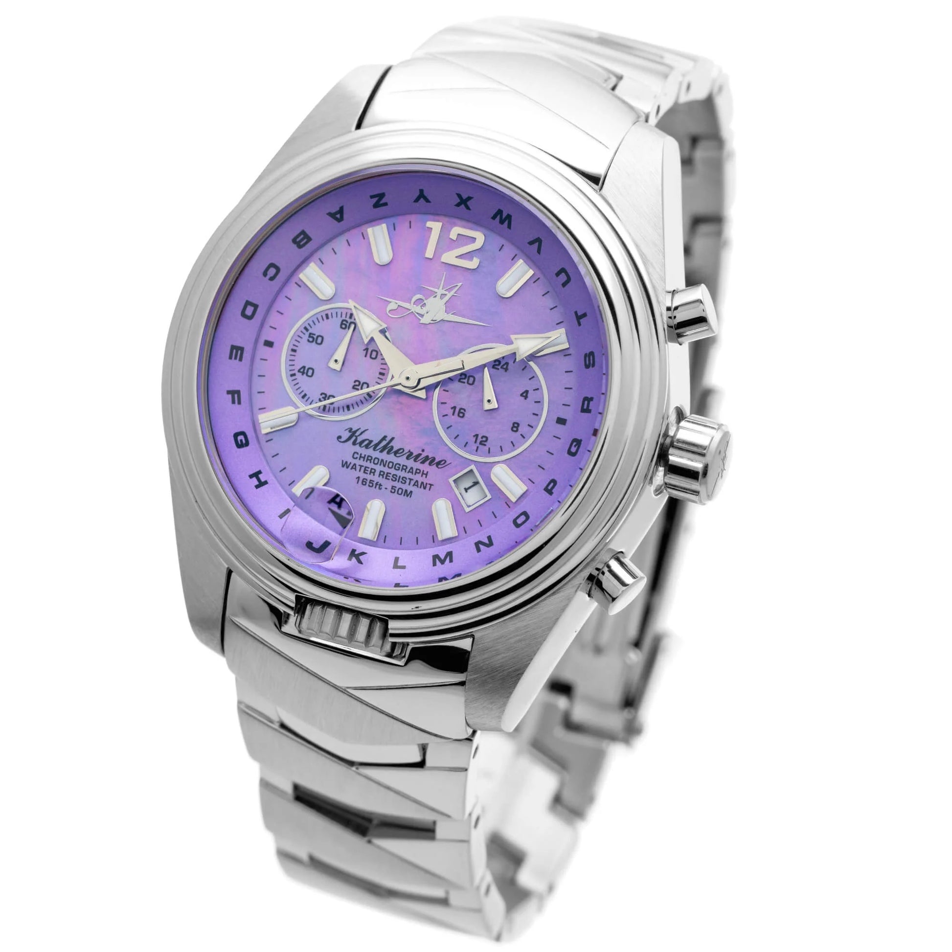 Abingdon Katherine Watch with Lavender Mother-of-Pearl Dial and 20mm Silver Stainless Steel Band