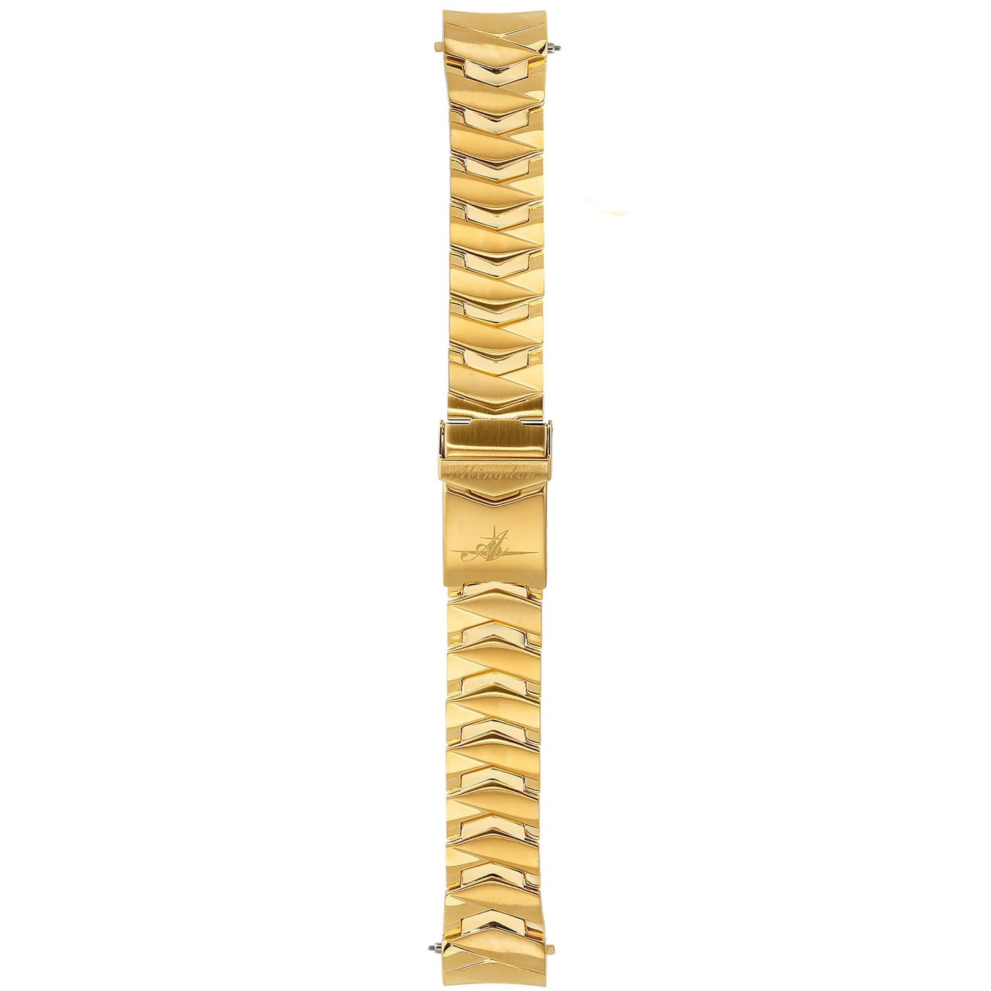 Abingdon 20mm Gold Stainless Steel Watch Band – Chevron Link Design for Marina Watch