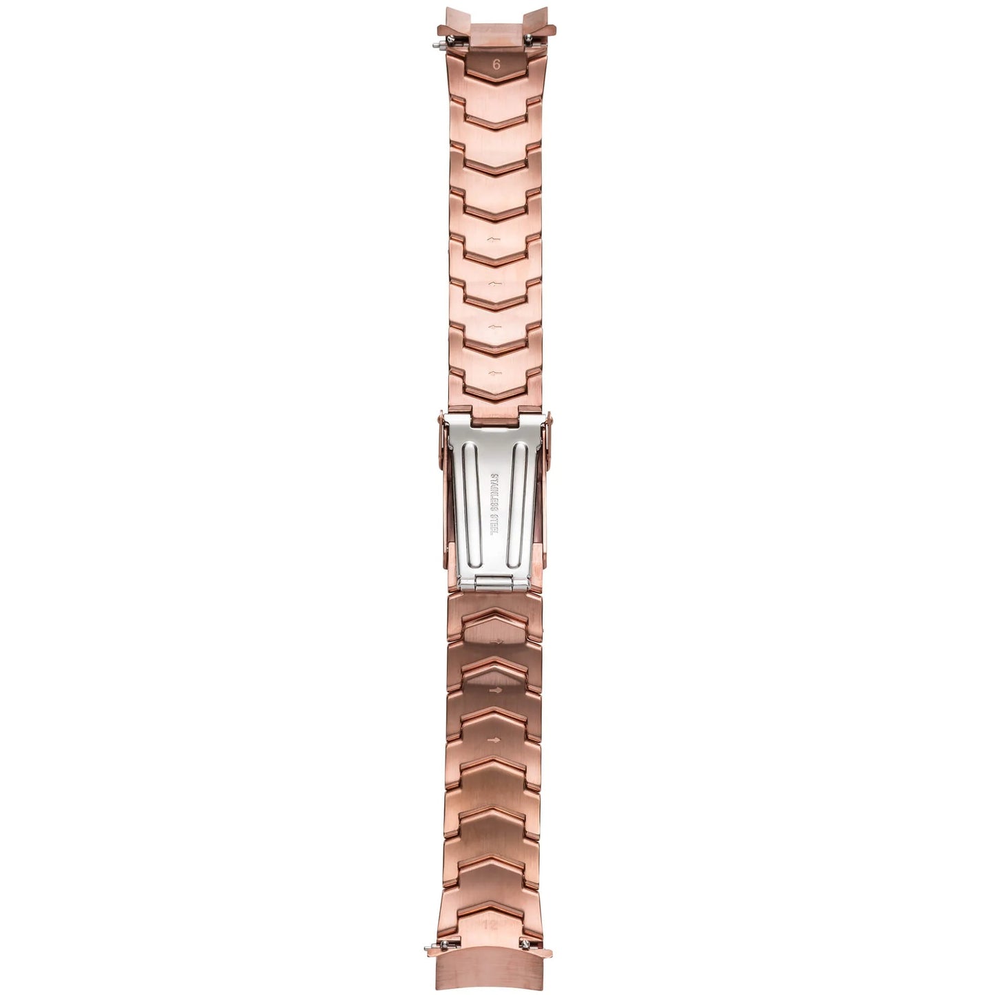 Rear View of Abingdon 20mm Rose Gold Stainless Steel Watch Band with Clasp and Quick Release Mechanism