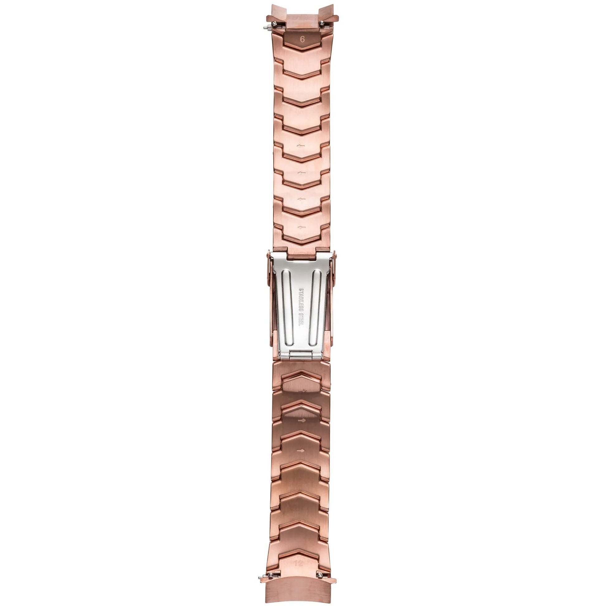 Rear View of Abingdon 20mm Rose Gold Stainless Steel Watch Band with Clasp and Quick Release Mechanism