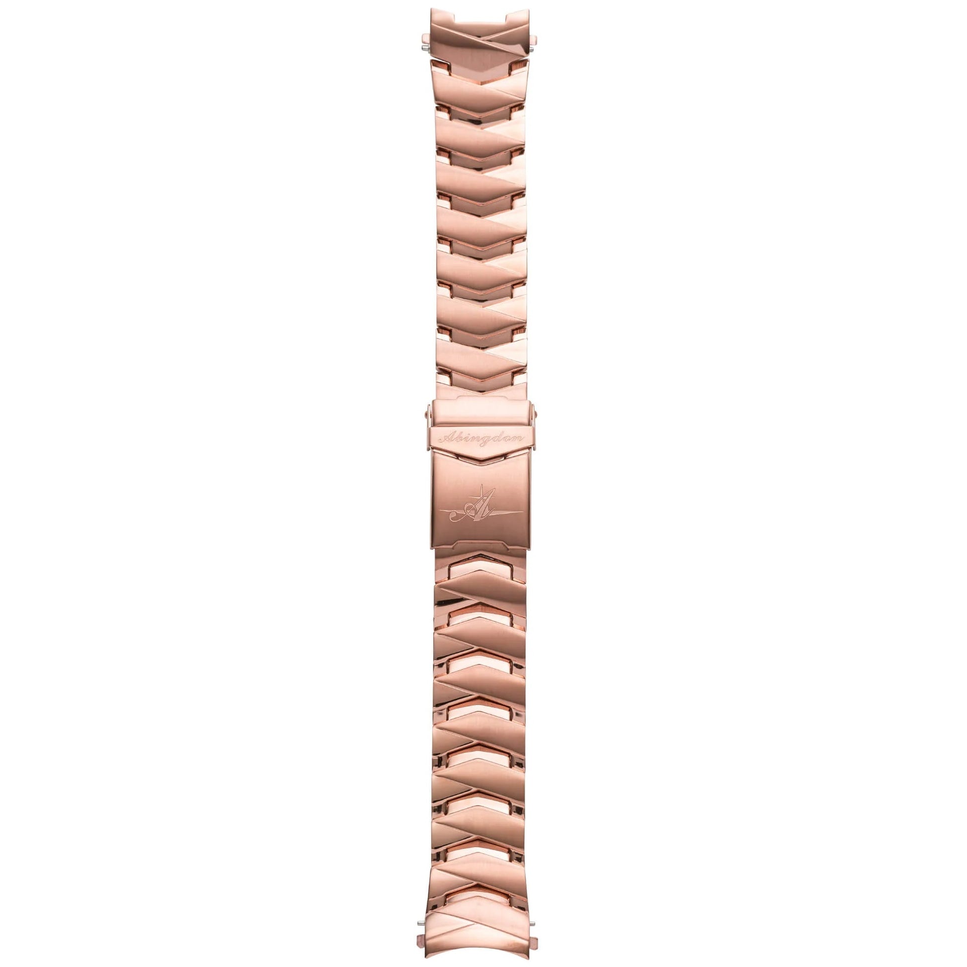 Abingdon 20mm Rose Gold Stainless Steel Watch Band – Classic Chevron Link Strap for Marina Watch