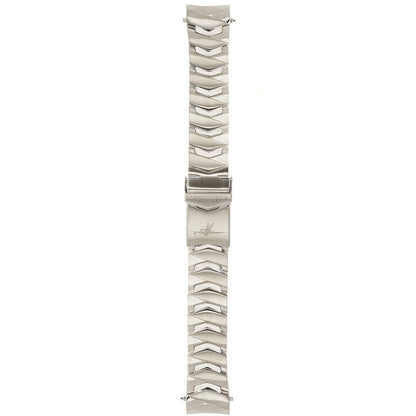 Abingdon 20mm Stainless Steel Watch Band with Chevron Links and Diver’s Clasp – Silver Finish