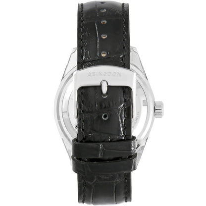 Back View of Amelia Women’s GMT Pilot Watch with Runway Black Leather Strap, Stainless Steel Case, and Buckle Clasp – Abingdon Co.
