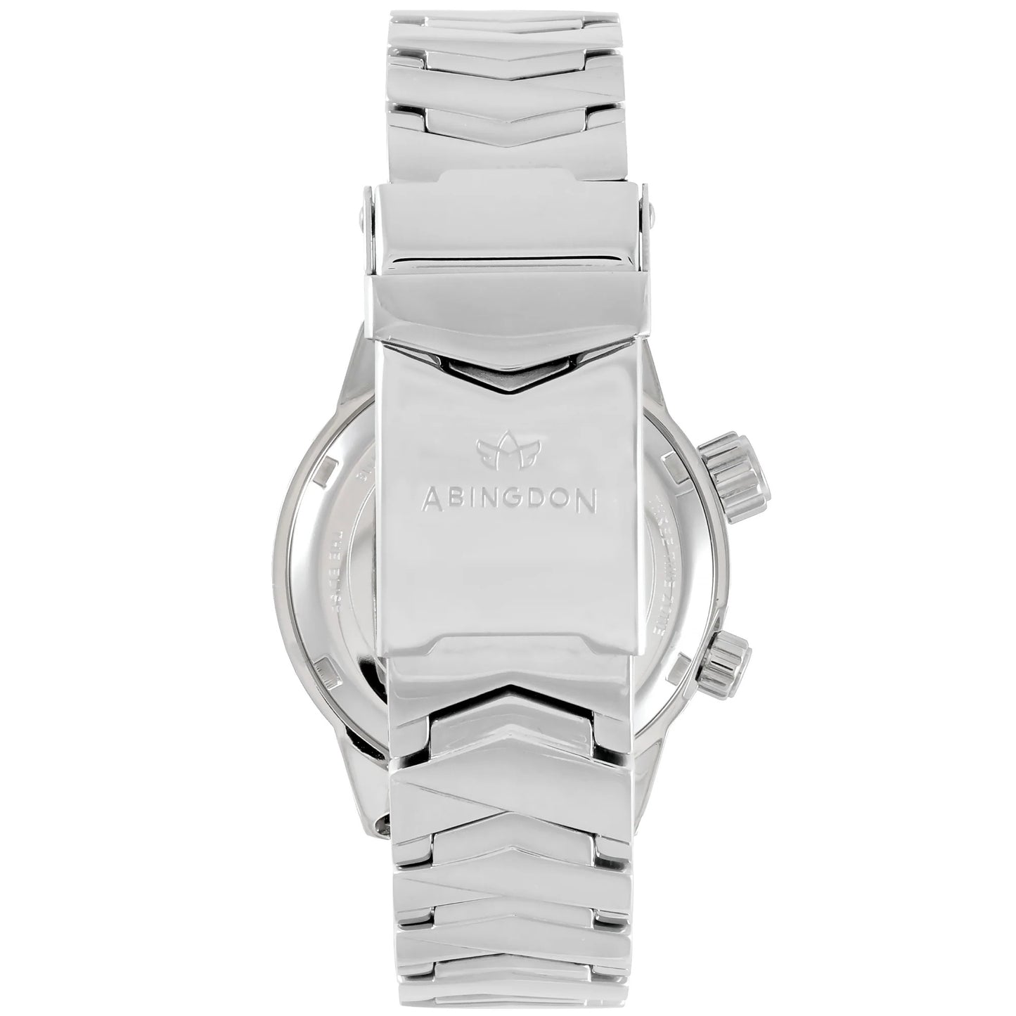 Stainless Steel Diver Clasp with Abingdon Logo on Elise Athenian Silver Watch