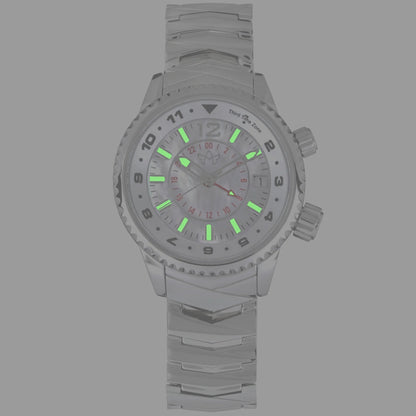 Elise Athenian Silver Watch with Glowing Super-LumiNova Hands and Hour Markers in the Dark