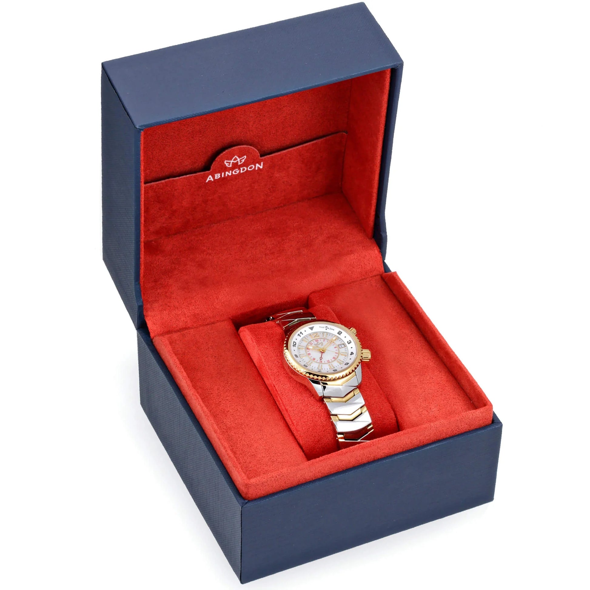 Elise Two-Tone Watch in Red and Blue Presentation Box – Mother-of-Pearl Dial and Gold Accents