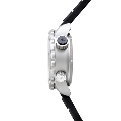Side View of Abingdon Jane “Covert” Tactical Watch with Stainless Steel Case, Black Silicone Strap, and Dual Screw-Locked Crowns – American Quartz Movement