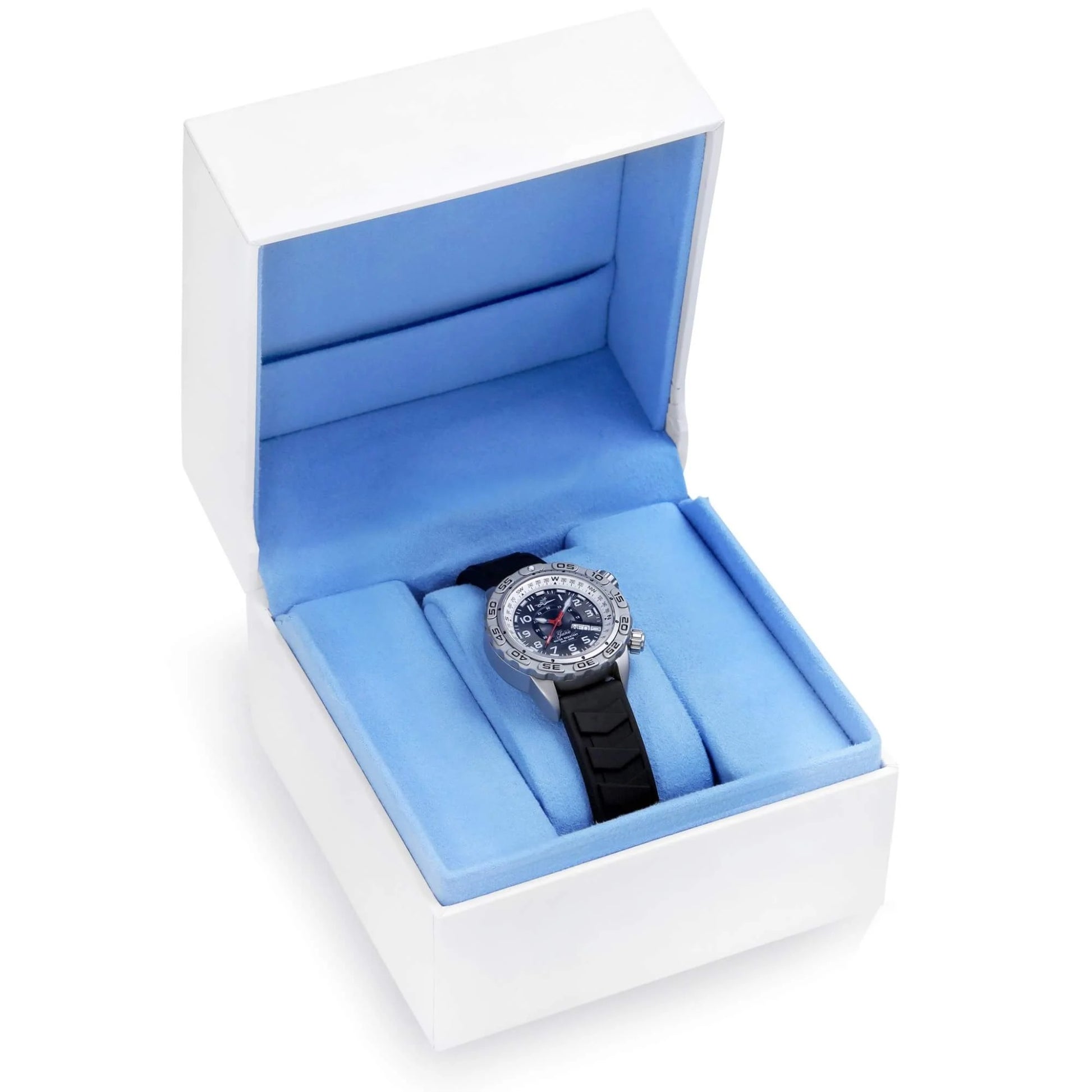 Abingdon Jane “Covert” Tactical Watch with Black Silicone Strap in White and Blue Gift Box – Analog American Quartz Movement and Stainless Steel Case