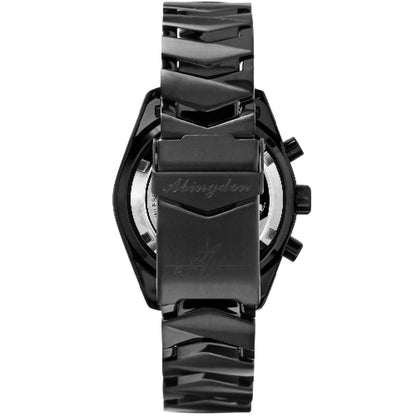 Back View of Jordan Women’s Pilot Watch with Black Stainless Steel Bracelet and Engraved Clasp